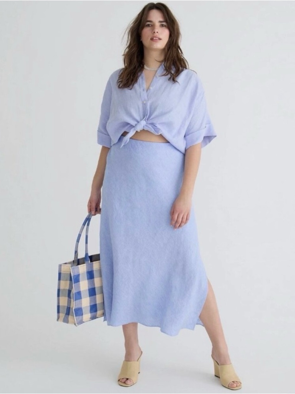 J Crew Gwyneth Slip Skirt in
Linen French Blue